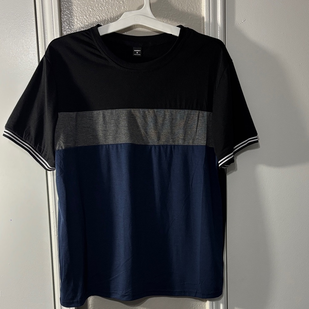 Stylish Black, Gray, and Blue Men's T-Shirt